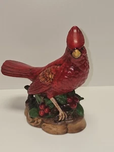 Estatuilla cardenal de cerámica pintada a mano vintage 1975 firmada por MNC de 7" - Imagen 1 de 9