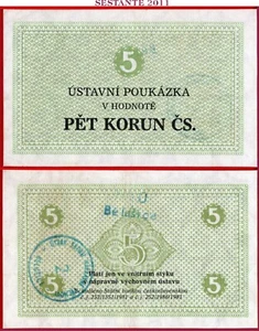 CECOSLOVACCHIA Banca di Stato prigione interna Belusice vaucher 5 corone 1981 XF++ - Foto 1 di 3