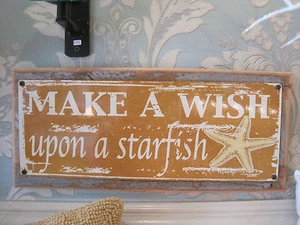 "Letrero ""Haz un deseo upon una estrella de mar"" - letrero de madera personalizado - decoración de playa - costa" - Imagen 1 de 6