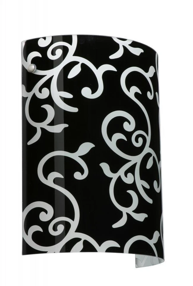 Aplique de pared Besa Lighting 7089BD-E1-PN Tamburo 8 1 luz, vidrio artístico damasco negro Foto 1 de 3