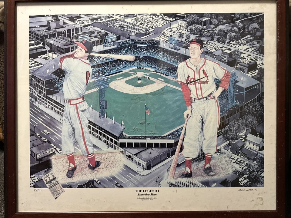 Stan The Man Musial Signed Print 28x23 Cardinals Auto HOF The Best In Baseball - Image 1 of 4