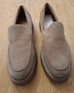 M&S Per Una Suede Stain Resistant Block Heel Loafers UK SIZE 8 MINK - Picture 1 of 10