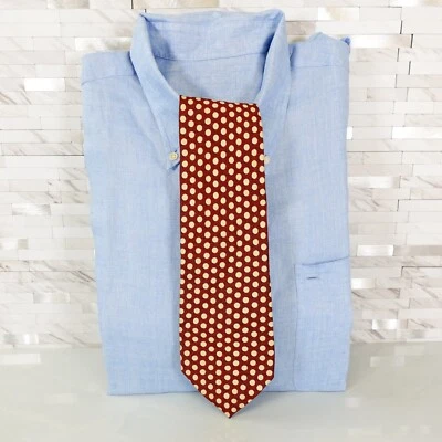 Terno de luxo Comme Ca Du Mode gravata de pescoço masculino vermelho branco bolinhas seda Y2K Itália - Imagem 1 de 4