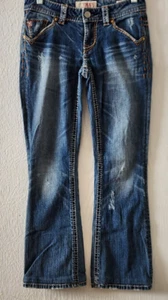 MEK Denim Oaxaca Boot Cut Womens Jeans Blue Cotton Blend Embroidered (C4) - Picture 1 of 11
