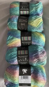5 x 100 gm Balls Cygnet Boho Spirit Shaded Yarn # 6283 Harmony Acrylic Aran