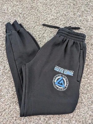 Pantalones deportivos Gracie Jiu Jitsu negros borde Elite medianos negros dobladillo con puños Foto 1 de 4
