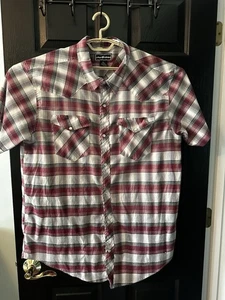 2XL Perlen Druckknopf Cowboy Karo Herren Rot Kurzarm Western Freizeit Country - Bild 1 von 7