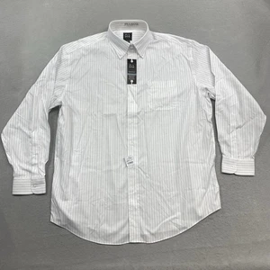 Jos A Bank Traveler Shirt Mens 17.5 White Button Down Traditional Fit Striped - Picture 1 of 10