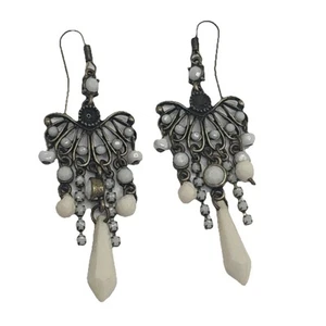 Dangle Pierced Earrings Metal And Beads - Picture 1 of 5