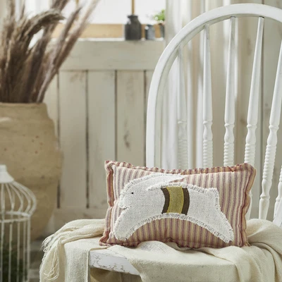 Spring In Bloom Applique Leaping Bunny Pillow 7x12 VHC Brands - Image 1 of 4