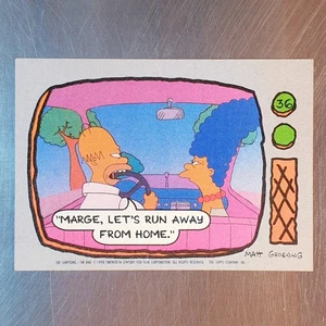 1990 The Simpsons Card #36 "Marge, Let's Run Away ... " The Topps Company, Inc. - Picture 1 of 2