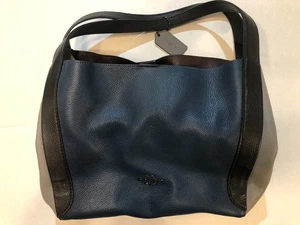 Coach Hadley Hobo Bag Womens Black Gray Pebbled Leather Colorblock Handbags - Picture 1 of 8