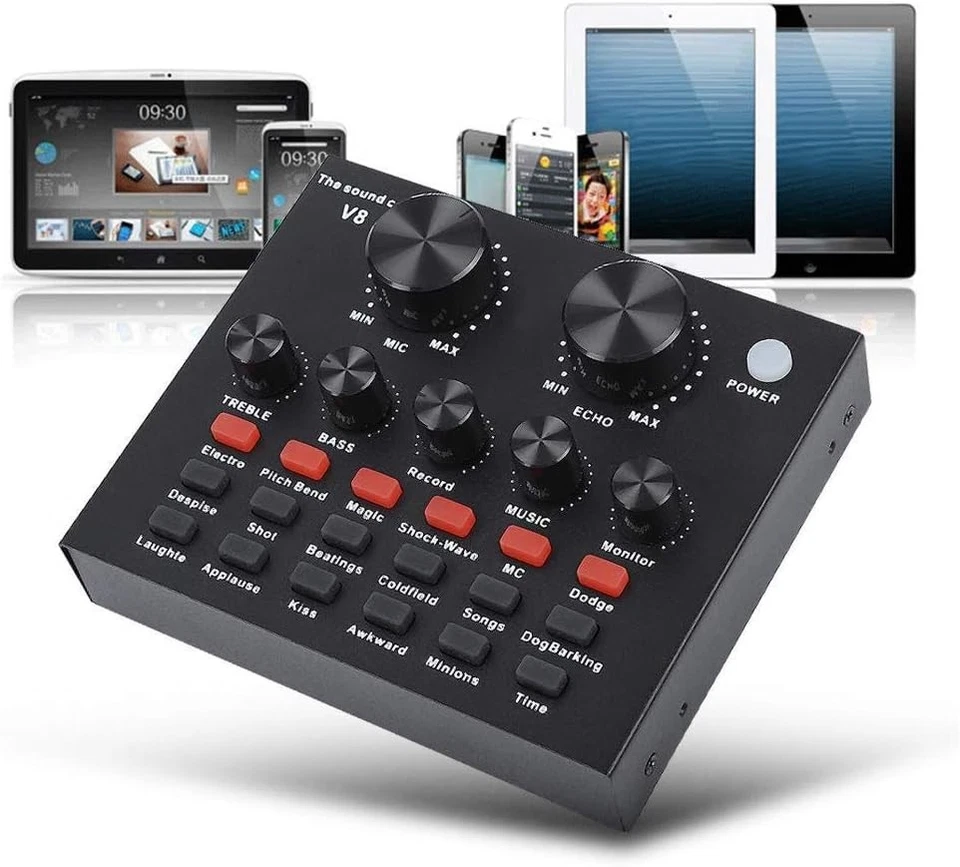 Multifunctional Live Sound Card with Noise Reduction and 12 Sound Effects Black - Image 1 of 4