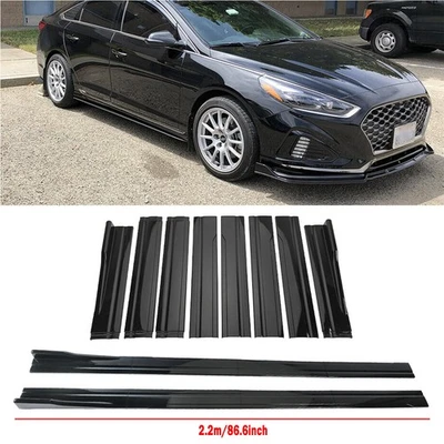 For Hyundai Sonata Side Skirts Splitter Extension Rocker Panel Lip Glossy Black Foto 1 de 4
