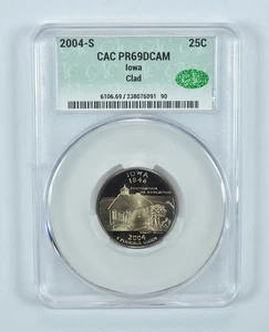 2004-S Washington State Quarter Iowa CLAD PR69 DCAM CAC CACg *7715 - Picture 1 of 5