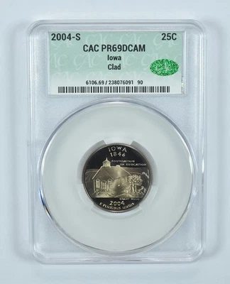 2004-S Washington State Quarter Iowa CLAD PR69 DCAM CAC CACg *7715 - Image 1 of 4