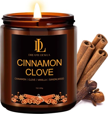 **Cinnamon Clove Fall Scented Candle 7Oz - Natural Soy, 50 Hr Burn Time** - Image 1 of 4