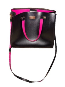 Kate Spade Arbour Hill Kyra Black Sweetheart Pink Leather Crossbody Handbag $379 - Picture 1 of 14