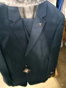 NWT Men's Blue Stacey Adams Three Piece Suit 44R - Picture 1 of 10