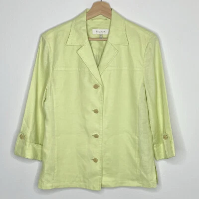 Chaqueta Blazer Escada Lino Verde Lima 4 Botones Chaqueta Mujer’s Talla 38 Sin Forro Foto 1 de 4