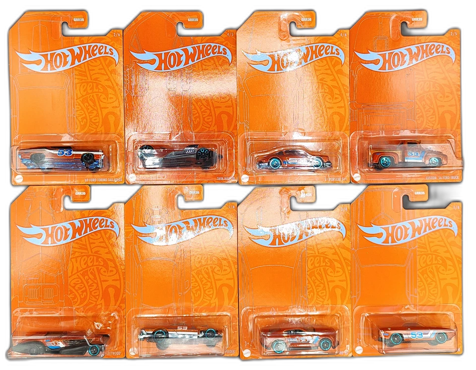 Hot Wheels Premium Car Satin Chrome Arancione Blu Serie GRR35 A Scelta NUOVO - Immagine 1 di 1