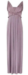 Maxi Vestido Monzón Tallulah Reino Unido 22 Visón Twist Me Tie Me 15 Maneras Nuevo con Etiquetas Dama de honor - Imagen 1 de 12