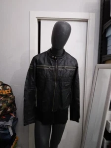 Conbipel Chaqueta de Piel Auténtica Usado Hombre Talla 52 Negro XYC679L - Imagen 1 de 7