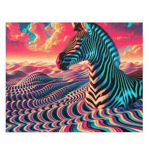 Puzzle 500-Piece Trippy Zebra Moiré Mirage - Picture 1 of 4