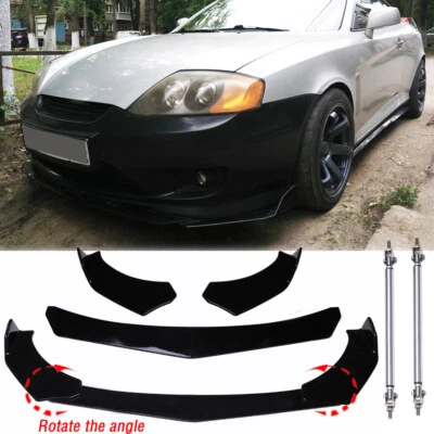 Glossy Front Bumper Lip Splitter Spoiler +Strut Rods For Hyundai Tiburon 2001-09 - image 1 of 4