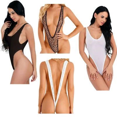 Женский боди чистый прозрачный сетки сексуальный высокий вырез стринги трико купальники - Изображение 1 из 4