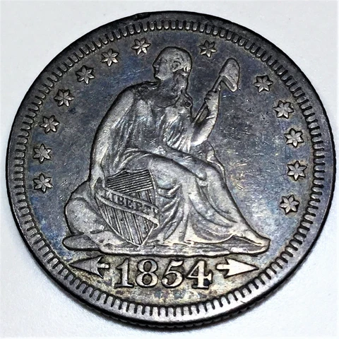 1854 Seated Liberty Quarter Beautiful High Grade Coin Rare Date Full Liberty Cover