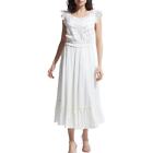 NWT Ranna Gill White Mirror Embroidered Cutout Midi Dress Size S