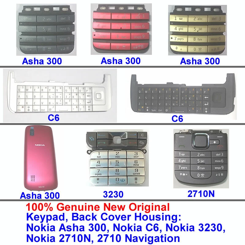 100% Genuine New Original Nokia Asha 300,C6,3230,2710N Keypad Back Cover Housing - Image 1 of 1
