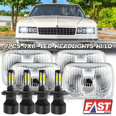 4件装4x6英寸LED车头灯高/低适用于雪佛兰Monte Carlo SS 1980-1988 El Camino — 第 1/4 张图片