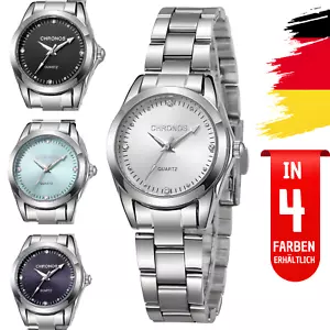 Armbanduhr Damen Uhr Damenuhr Frauen Silber Edelstahl Quartz Analog - Bild 1 von 17