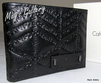 Calvin Klein Pasaporte Billetera Doble Plegable lD Soporte Cuero Cartera Bolso Estuche Hombres CK NUEVO EN CAJA Foto 1 de 4