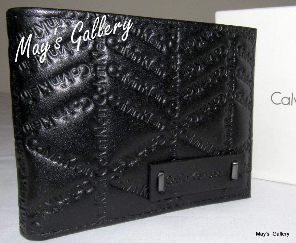 Calvin Klein Pasaporte Billetera Doble Plegable lD Soporte Cuero Cartera Bolso Estuche Hombres CK NUEVO EN CAJA Foto 1 de 4