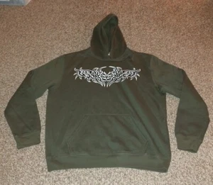 Hybrid Tees Hoodie Men’s XL Green Graphic Skull Pullover Y2K Vintage Sweater - Picture 1 of 15