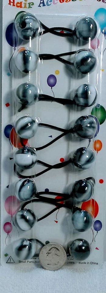 black/white ELASTIC PONYTAIL HOLDER JUMBO BEADS GIRL HAIR SCRUNCHIE KNOCKER BAL - Image 1 of 1