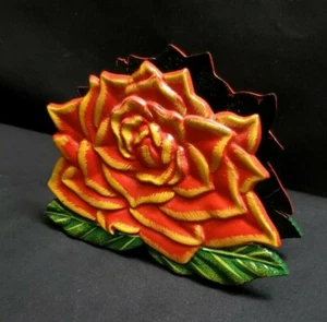 Brandneu Rose Rot Blume Serviette/Post Halter Harz 7" B x 5" T x 1-3/4" T - Bild 1 von 5