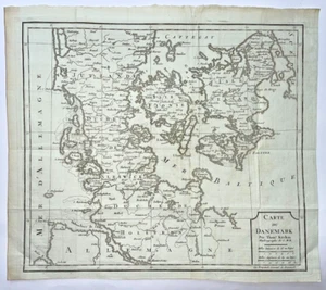 DINAMARCA C. 1780 THOMAS KITCHIN MAPA GRANDE ANTIGUO GRABADO SIGLO XVIII - Imagen 1 de 7