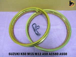 SUZUKI K50 M15 M12 A50 AC580 AS50 ALU GOLD F+ R WHEEL RIM SET SERIES7 *nan4281* - Picture 1 of 5