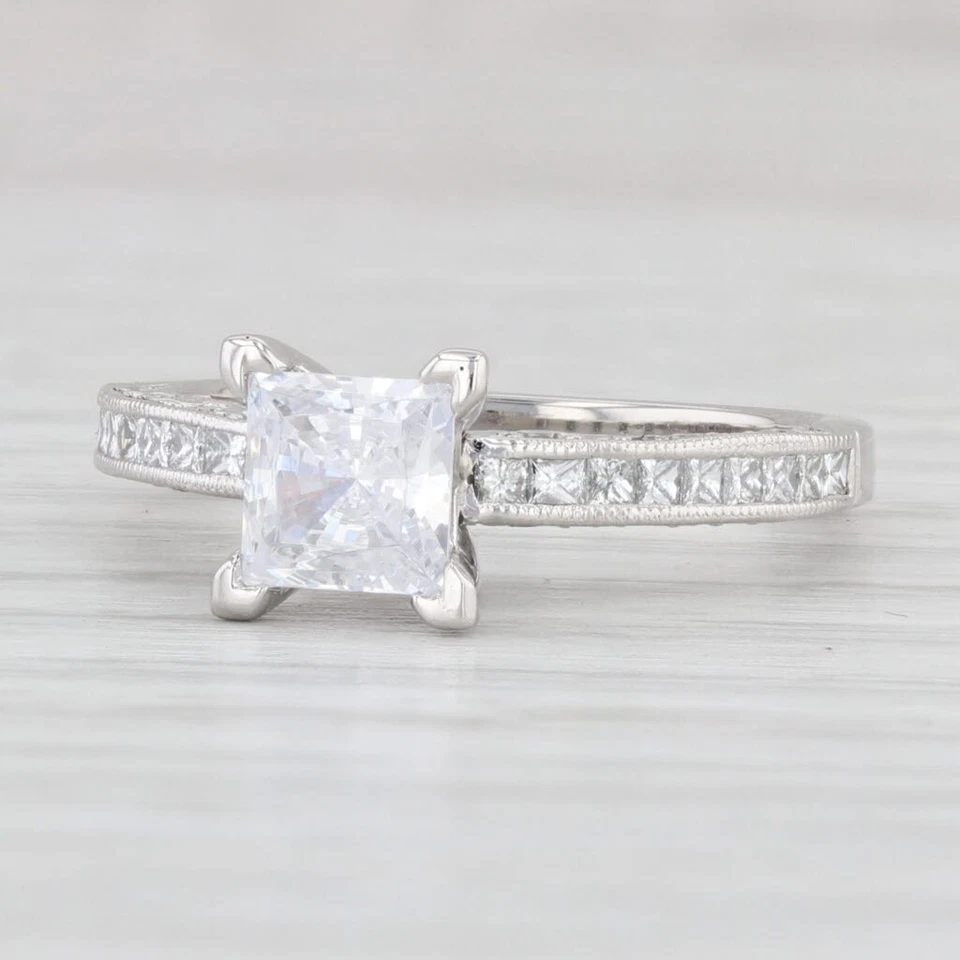 Nuevo Anillo de Compromiso Tacori Princesa Cuadrado Semi Montaje Diamantes Platino Talla 6.5 Foto 1 de 4