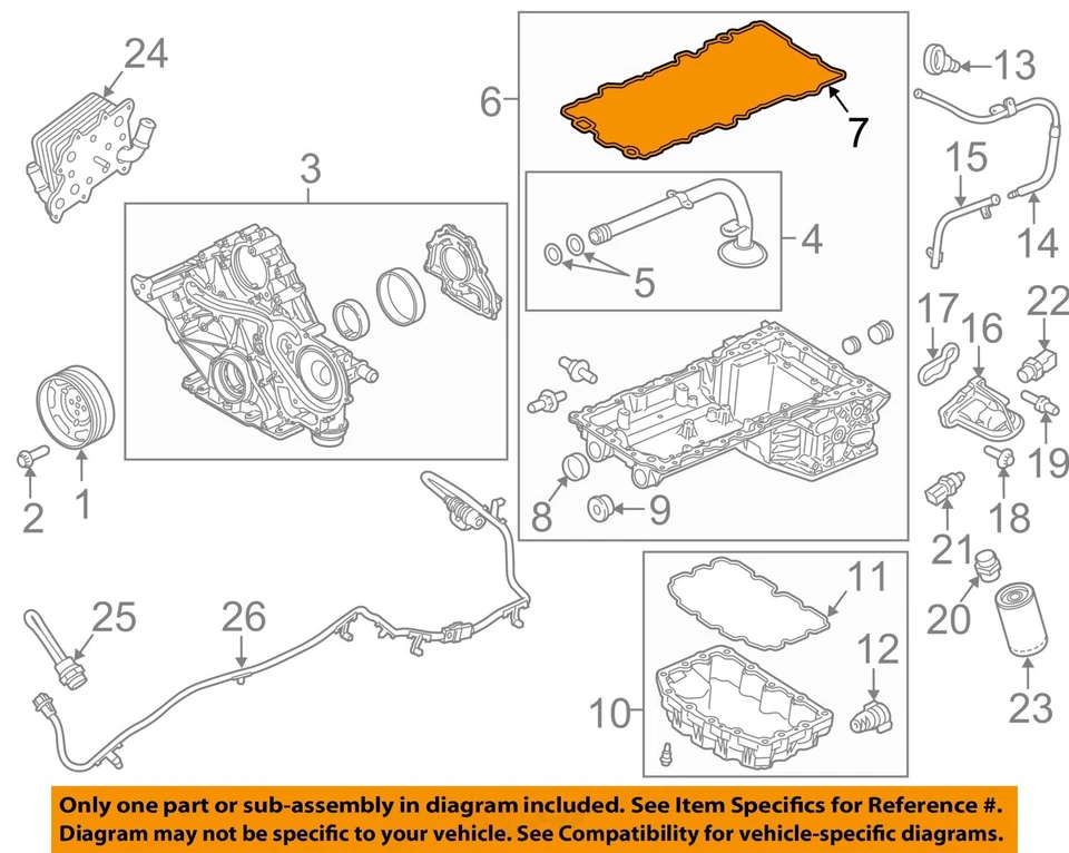Piezas de motor Ford OEM 11-14 F-250 Super Duty-Junta superior del cárter de aceite BC3Z6710A Foto 1 de 1