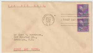 US Scott #851 Coil Pair FDC Presidential Series Washington - Picture 1 of 1