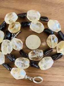 Huge Thick Chunky 22 β Natural Antique Citrine And Garnet Necklace - Picture 1 of 9