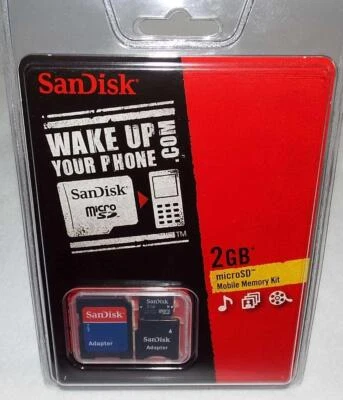 NEW SanDisk 2 GB Mobile Memory Photo Phone Card Kit Stores 500 Songs 6800 Images - Image 1 of 4