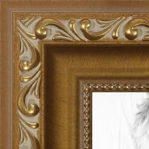 ArtToFrames Custom Picture Poster Frame  Gold with beads  1.4" Wide Wood - Picture 1 of 7