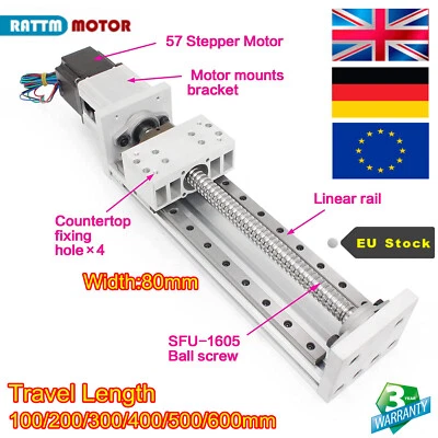 〖UK〗 CNC Linear Stage Actuator Motion Rail Guide 4"-23'' 100-600mm Travel Z-Axis - Image 1 of 4