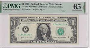 Fr 1900-Am* MULE STAR 1963 $1 FRN A00164170* bp 445 PMG 65EPQ BOSTON GEM CU - Picture 1 of 2